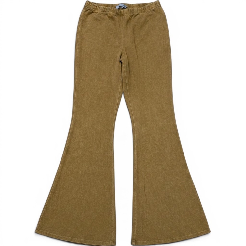 Chatoyant Golden Mineral‎ Wash Boho Flare Bell Bottoms Stretch Medium Leggings